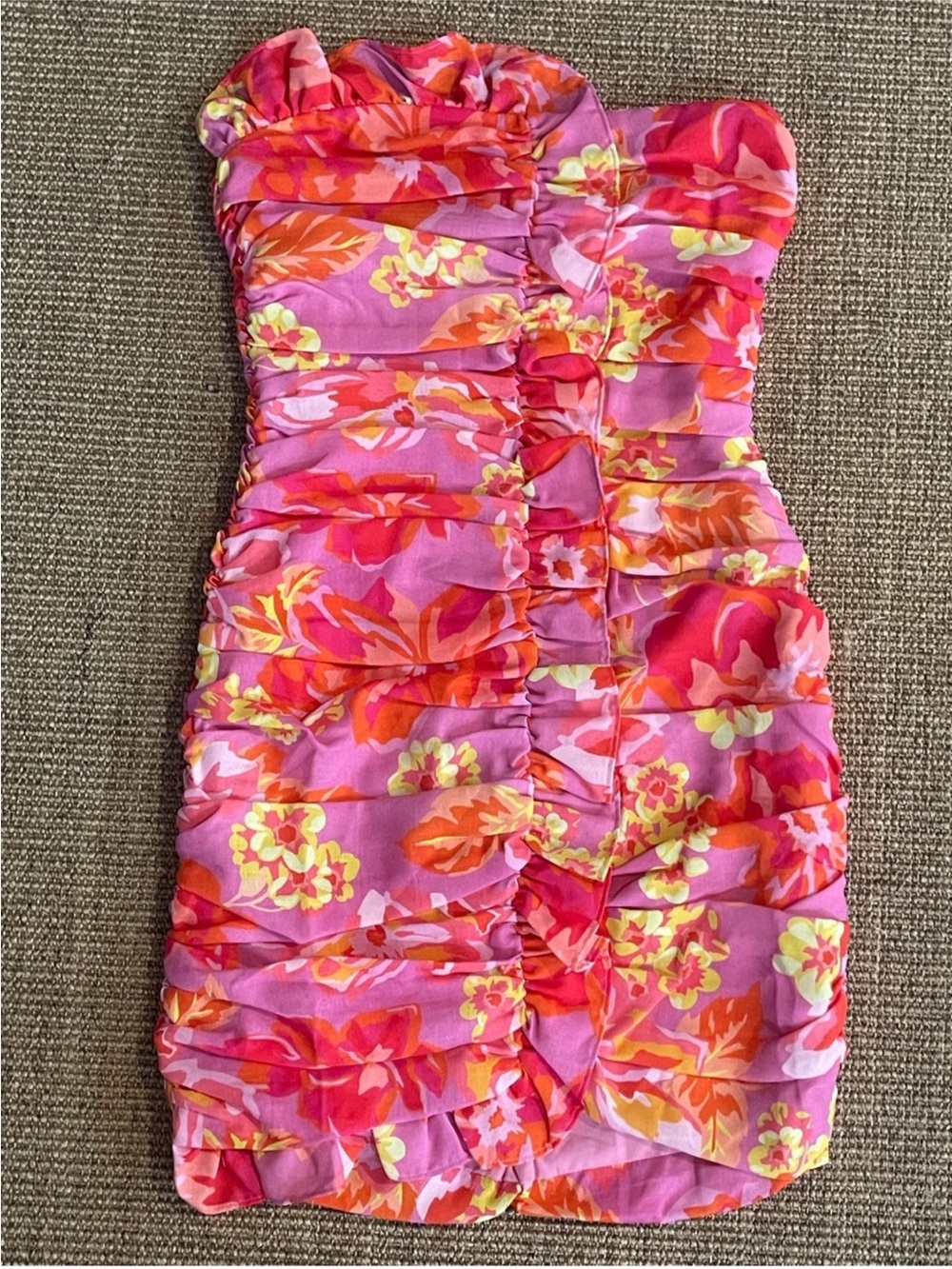 NWT Seven Wonders Kanyo Pink Floral Ruched Mini Dress XS Hello Molly - Picture 5 of 13